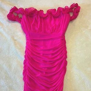 Hot Pink Ruched Dress